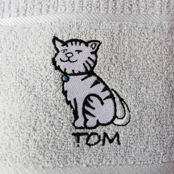 Kitchen Tea Towel Tom Cat - Silver